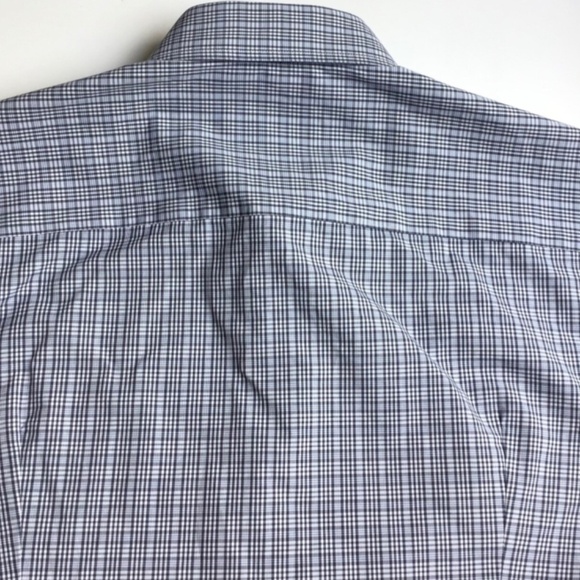 ETON  contemporary grey & blue checkered cotton shirt Sz 15.5 /39 made in Europe - Picture 8 of 9